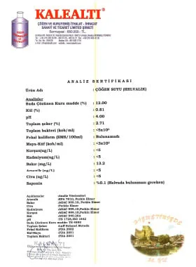 Sertifika ve analiz raporu 5
